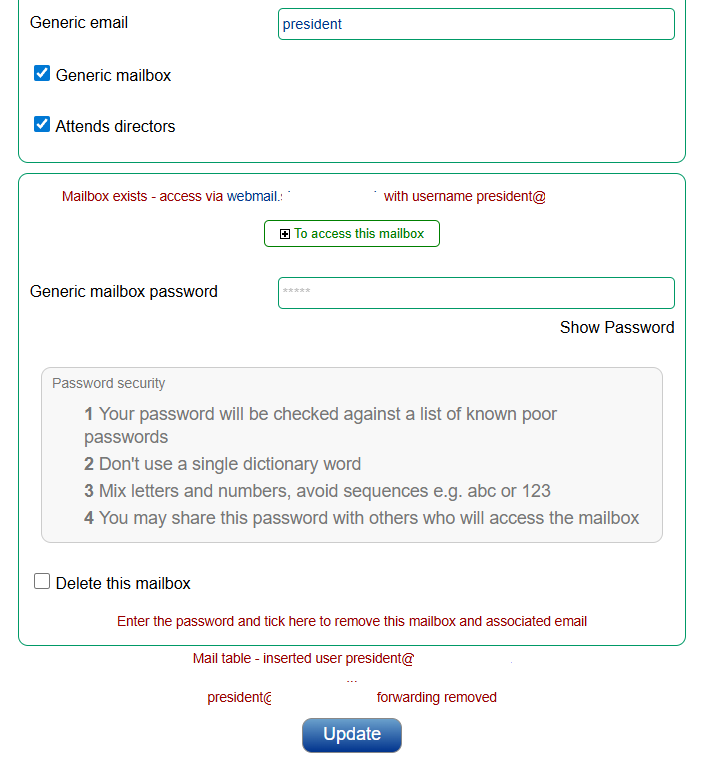 Positions mailbox management