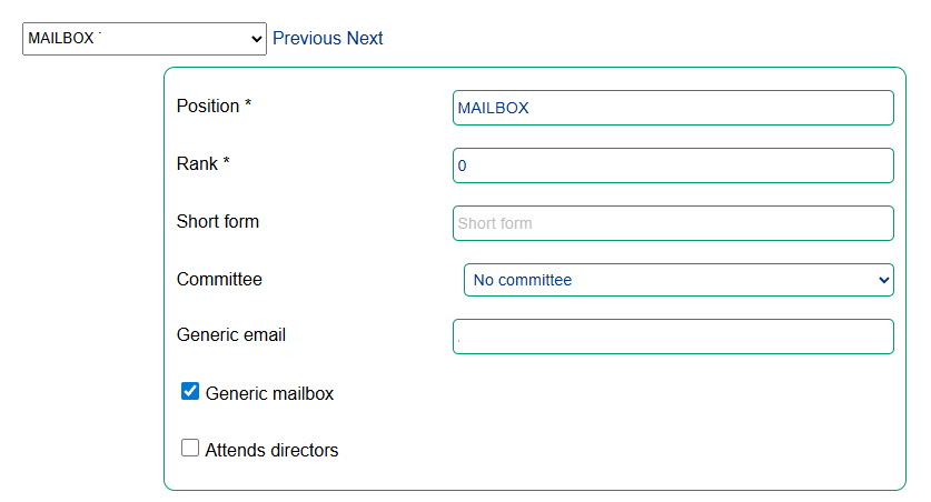 Positions main mailbox